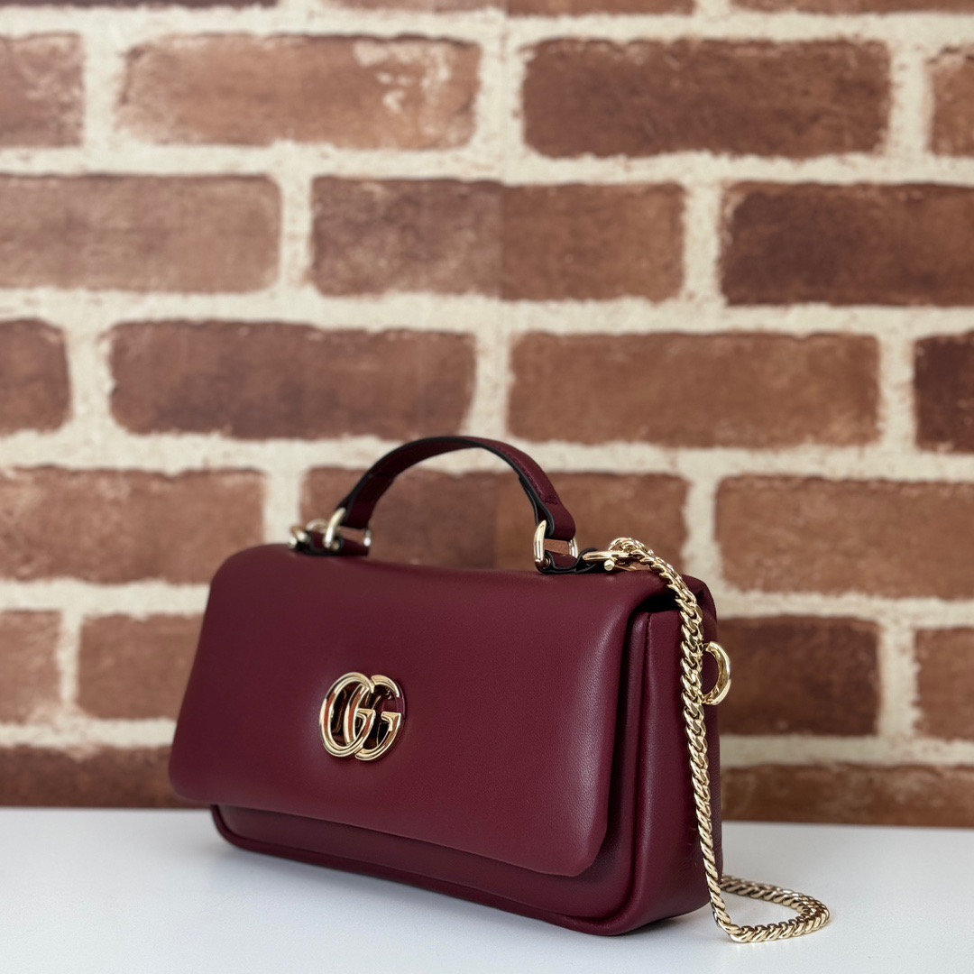 Gucci GG Milano Smooth Leather Mini Shoulder Bag Handbag 806017 Wine