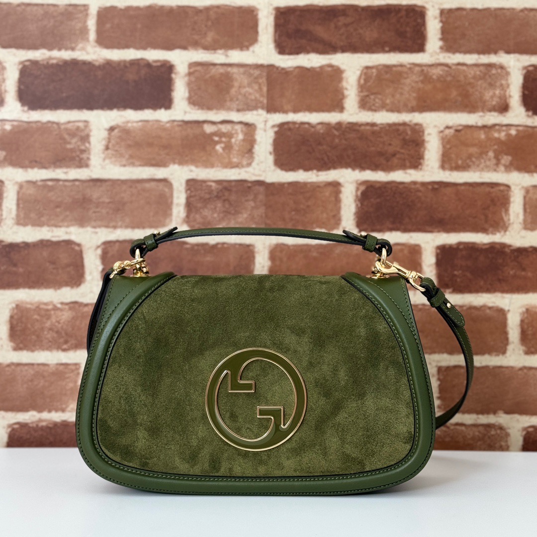 Gucci Blondie Suede Leather Shoulder Bag Handbag 815719 Green