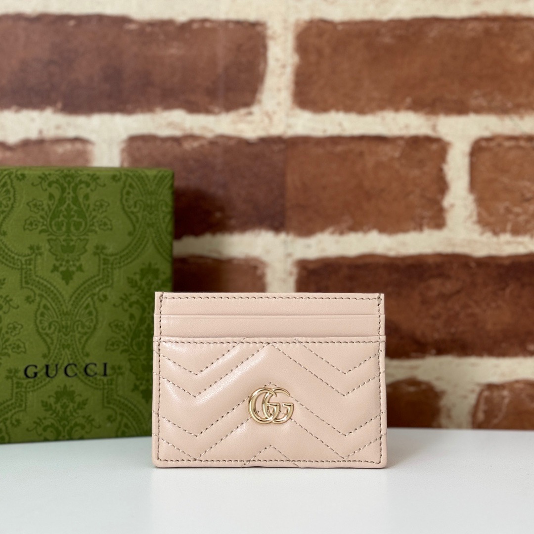 Gucci GG Marmont Real Leather CardHolder Purse 443127 Pink