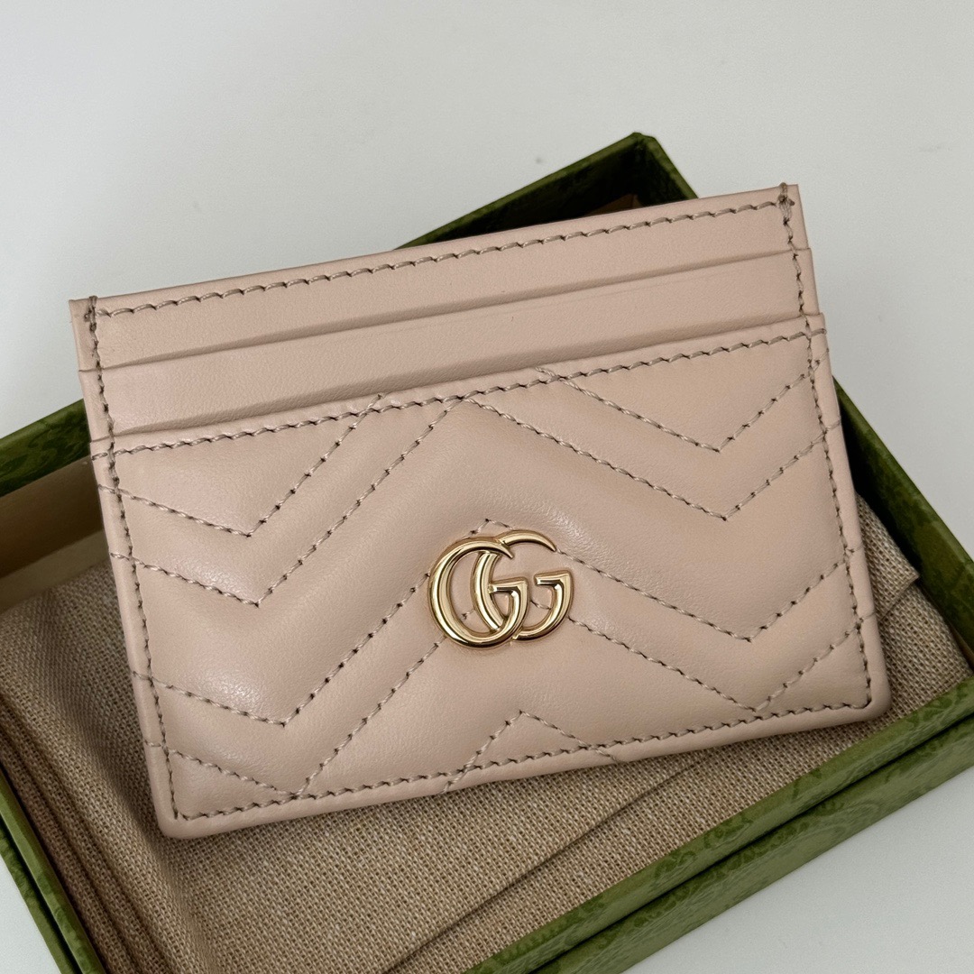 Gucci GG Marmont Real Leather CardHolder Purse 443127 Pink