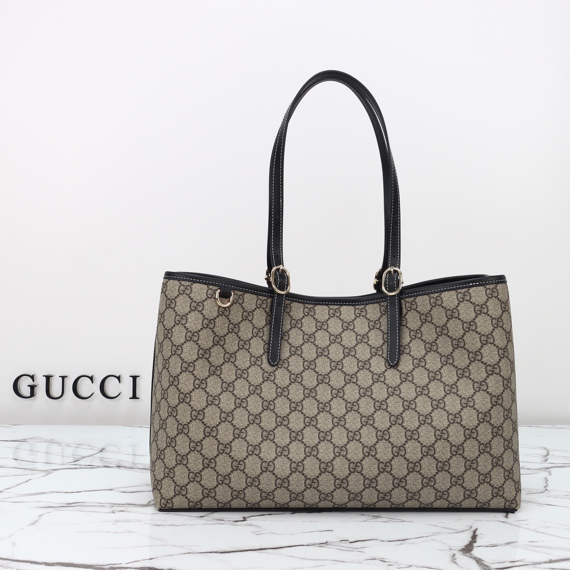 Gucci GG Emblem Large Tote Bag Handbag 815212 Black