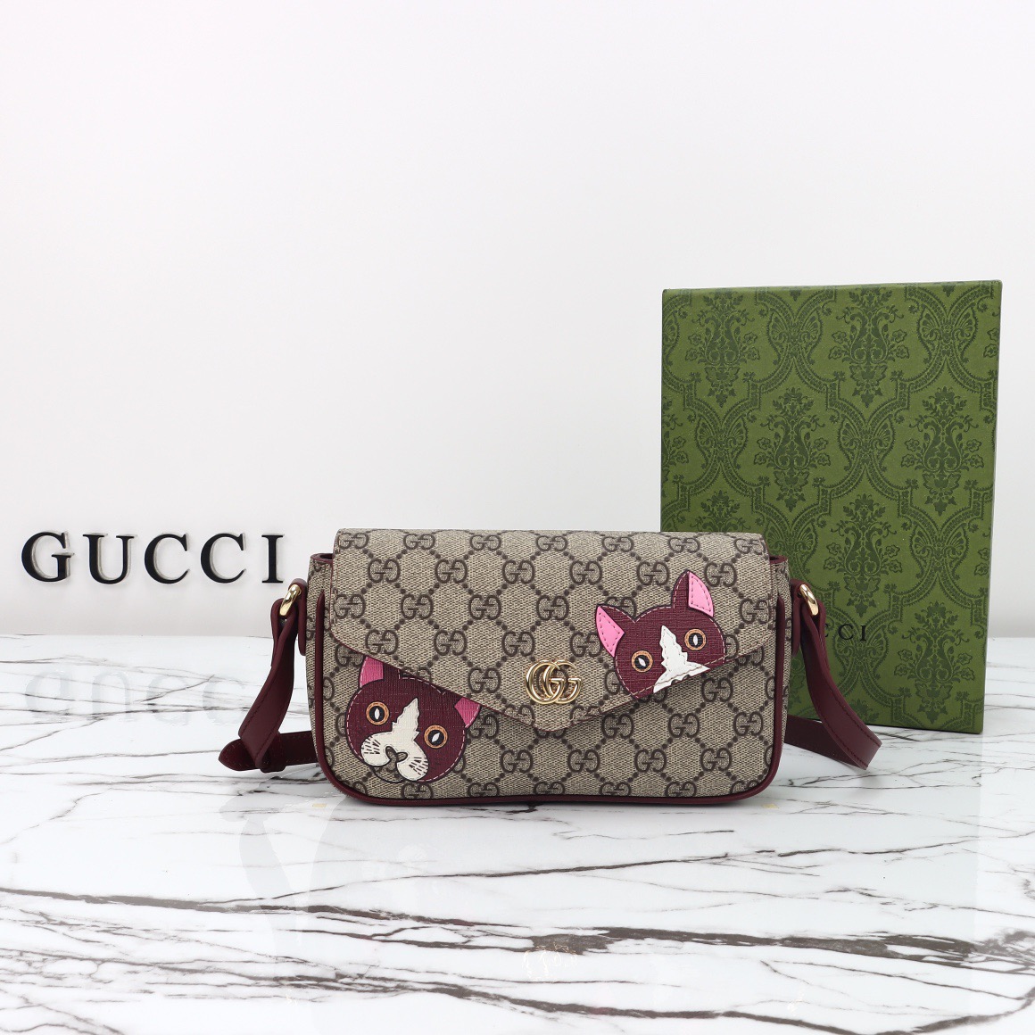 Gucci GG New Cat Mini Envelope Shoulder Bag Handbag 818764