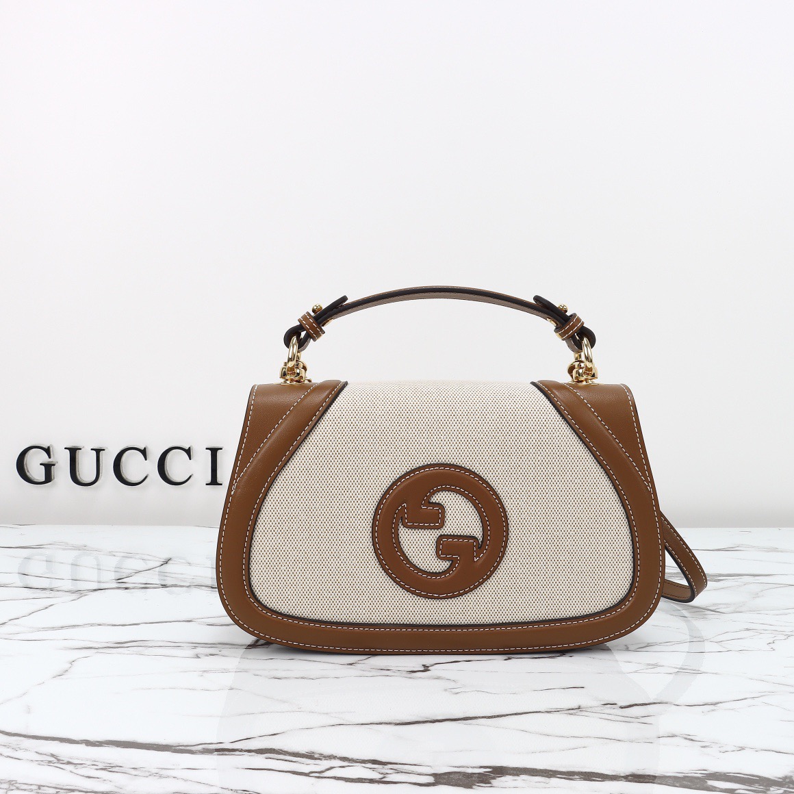 Gucci Blondie Canvas Small Shoulder Bag Handbag 815714 Brown