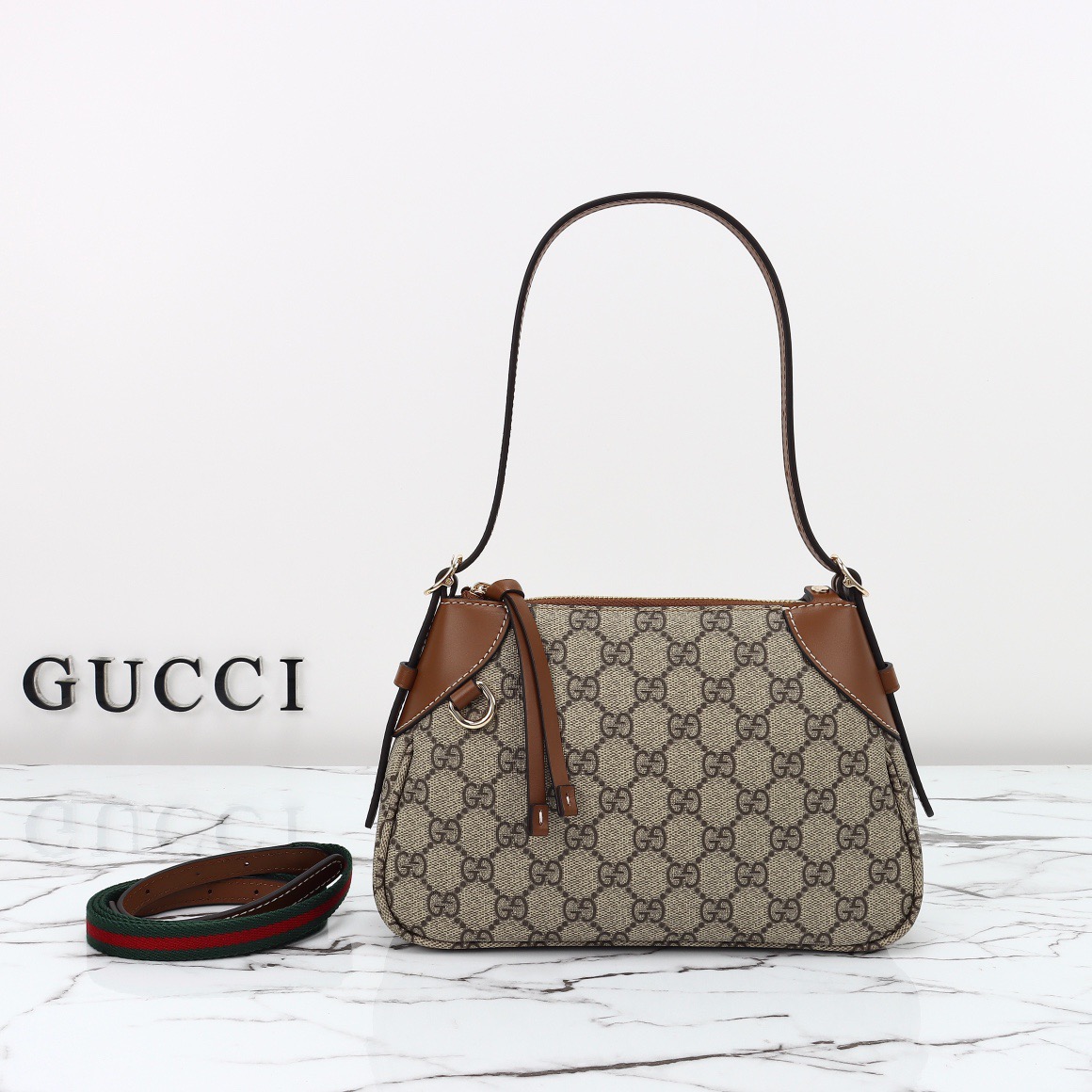 Gucci GG Emblem Small Shoulder Bag Handbag 815218 Brown