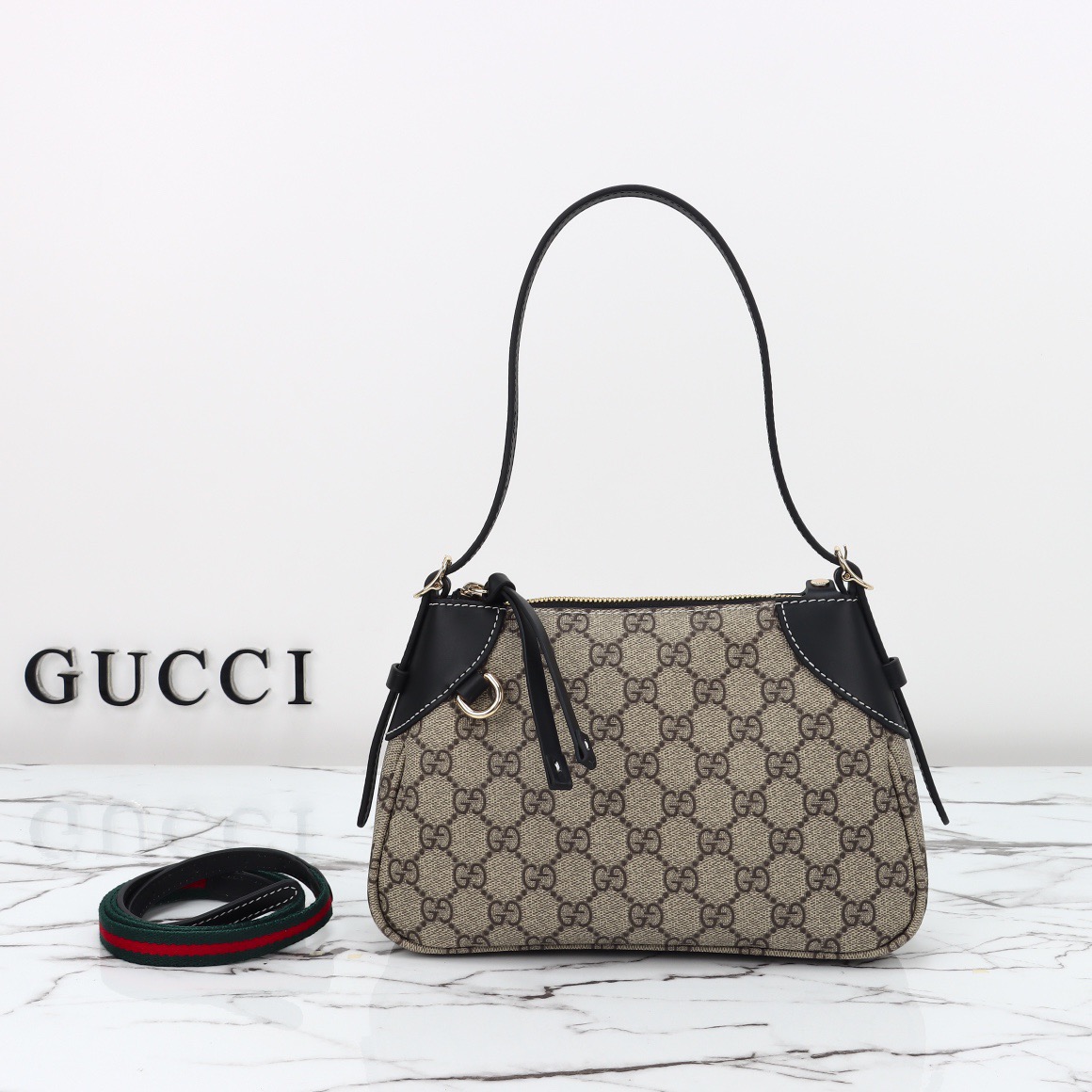 Gucci GG Emblem Small Shoulder Bag Handbag 815218 Black