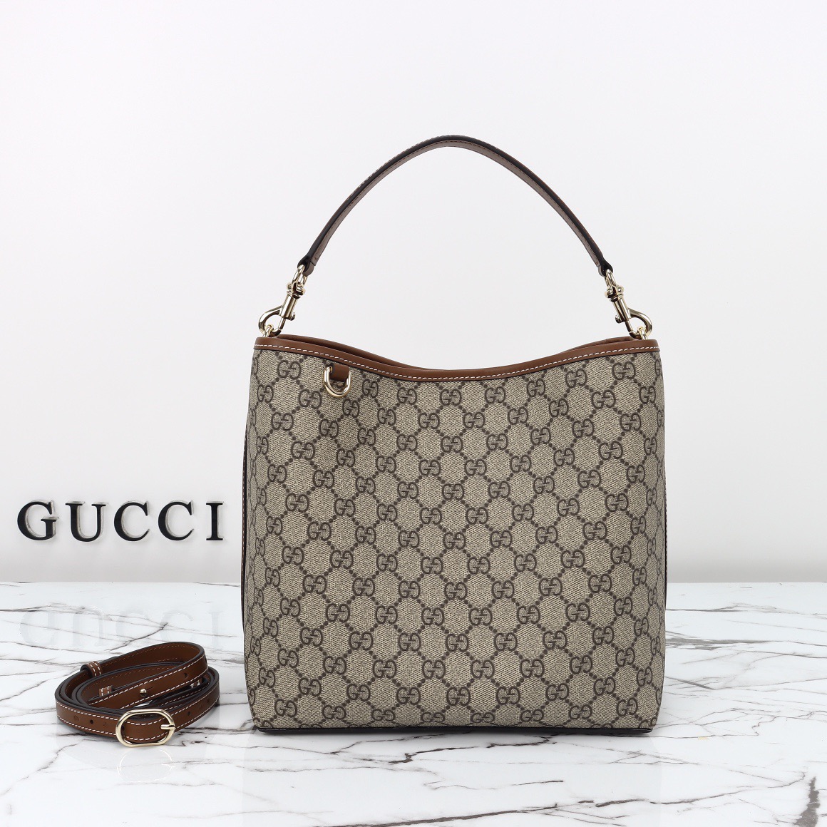 Gucci GG Emblem Small Shoulder Bag Handbag 815103 Brown