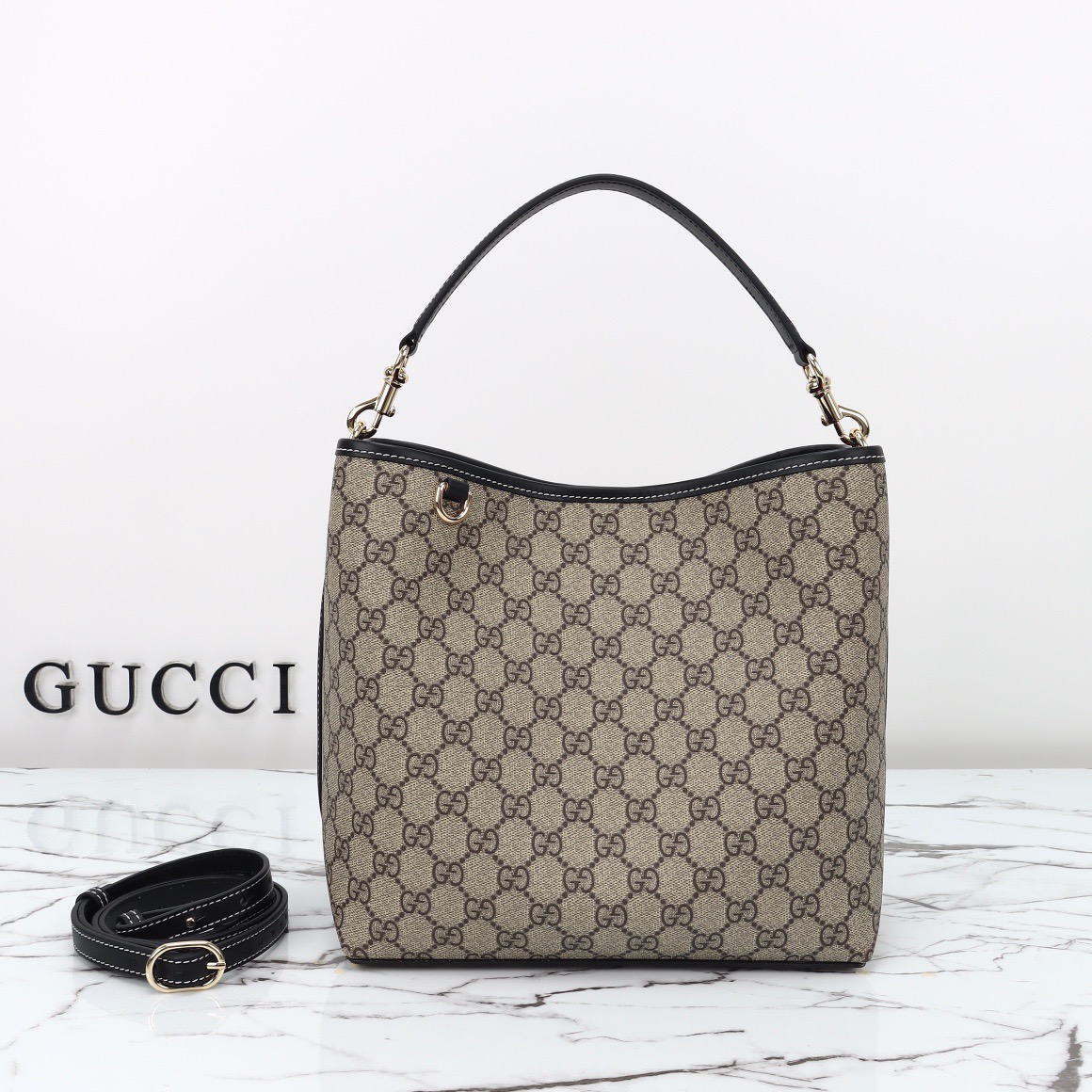 Gucci GG Emblem Small Shoulder Bag Handbag 815103 Black