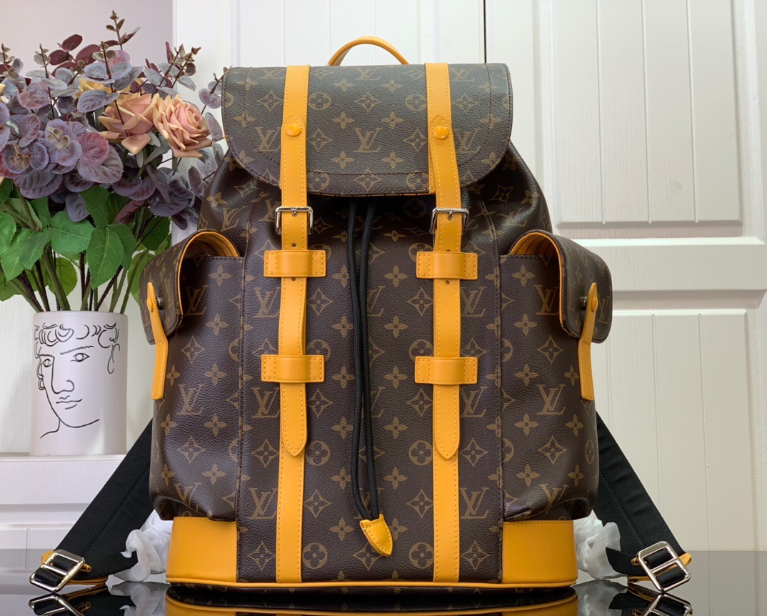 Louis Vuitton LV Men Christopher MM Backpack Bag M13202 Yellow