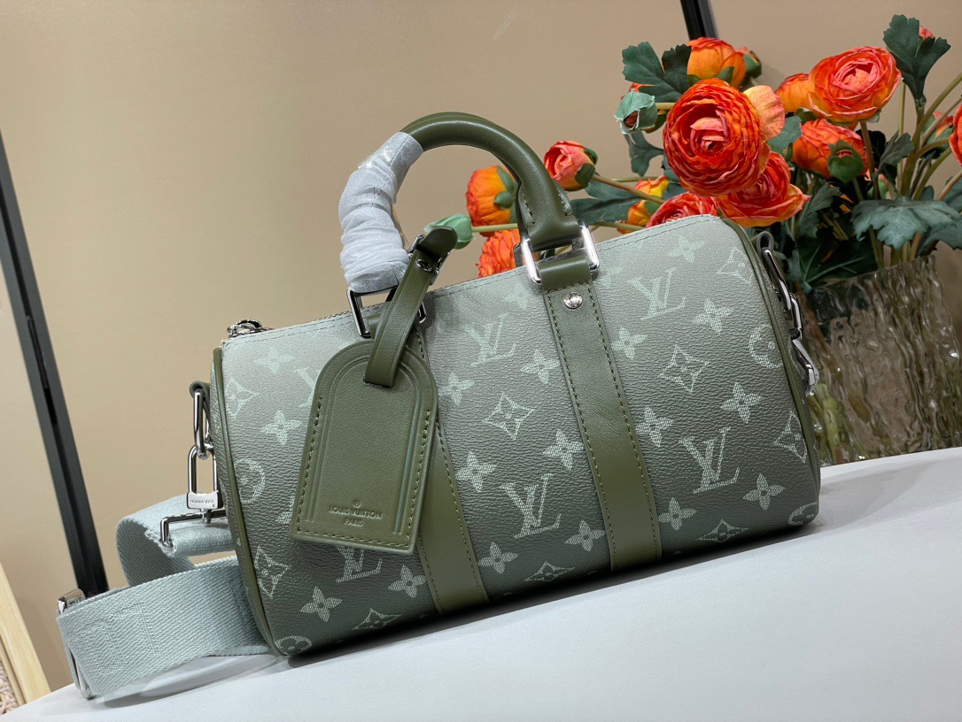 Louis Vuitton LV Men Keepall Bandouliere 25 Bag Handbag M11591 Green