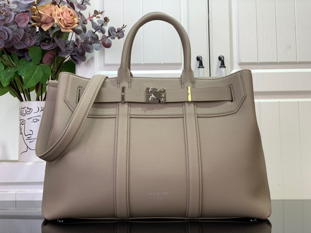 Louis Vuitton LV Calfskin Georges Tote MM Bag Handbag M11664 Gray