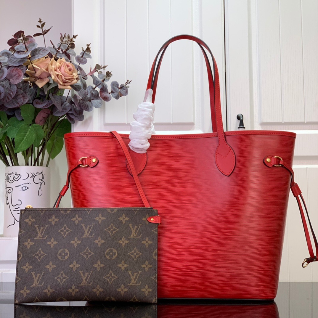 Louis Vuitton LV Epi Leather Neverfull MM Bag Handbag M12755 Red