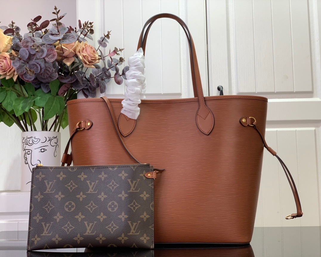 Louis Vuitton LV Epi Leather Neverfull MM Bag Handbag M12746 Brown