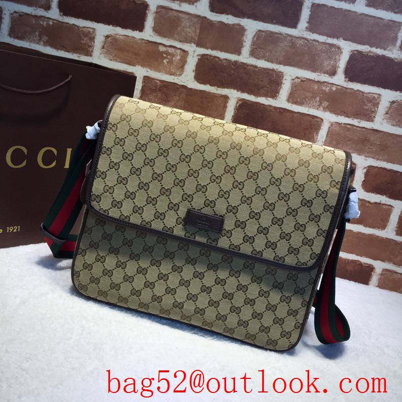 Gucci GG Supreme Men Canvas Messenger Shoulder Bag 233052 Brown