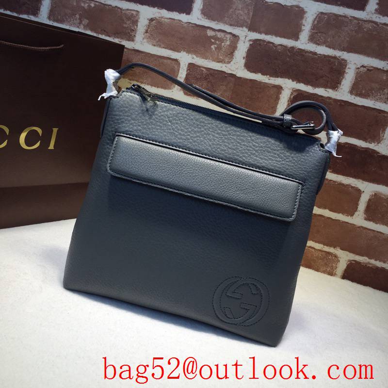 Gucci GG Men Real Leather Shoulder Bag 322059 Gray