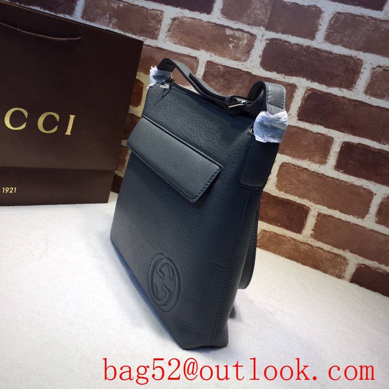 Gucci GG Men Real Leather Shoulder Bag 322059 Gray