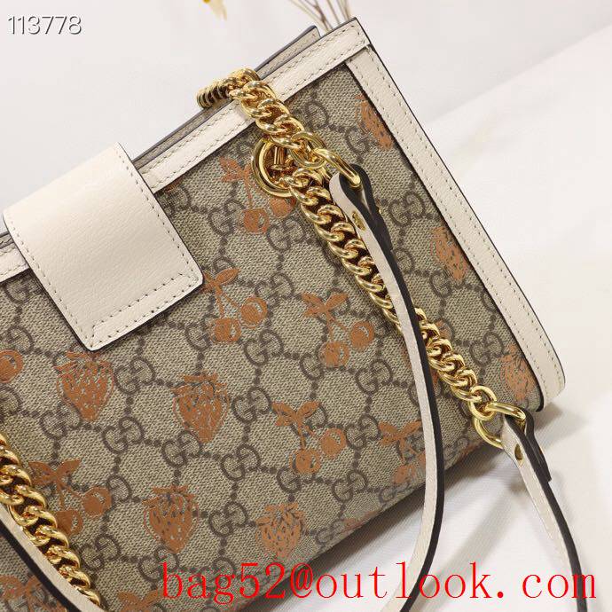 Gucci Padlock GG Small Canvas Shoulder Bag with Fruits 498156 Cream 