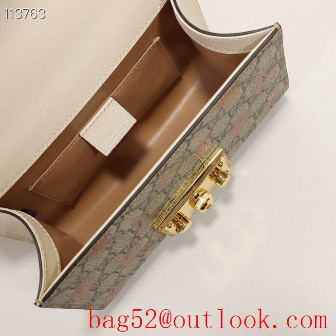 Gucci Padlock GG Small Canvas Shoulder Bag with Fruits 409487 Beige 