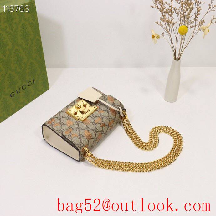 Gucci Padlock GG Small Canvas Shoulder Bag with Fruits 409487 Beige 