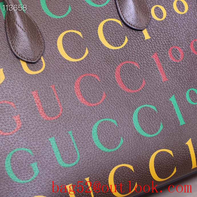 Gucci 100 Men Real Leather Tote Bag Handbag 680956 Brown 