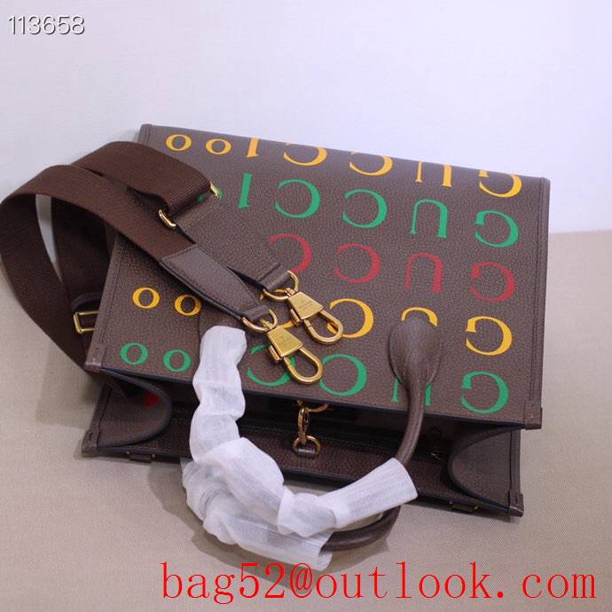 Gucci 100 Men Real Leather Tote Bag Handbag 680956 Brown 