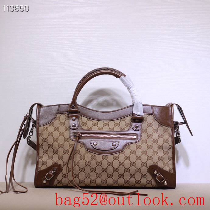 Gucci and Balenciaga Aria Large Canvas Bag Handbag 658597