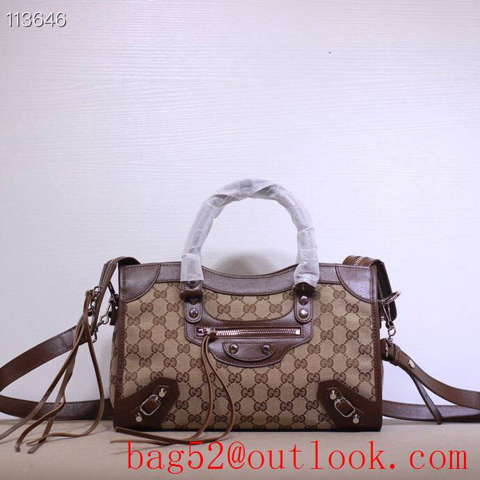 Gucci and Balenciaga Aria Medium Canvas Bag Handbag 658598