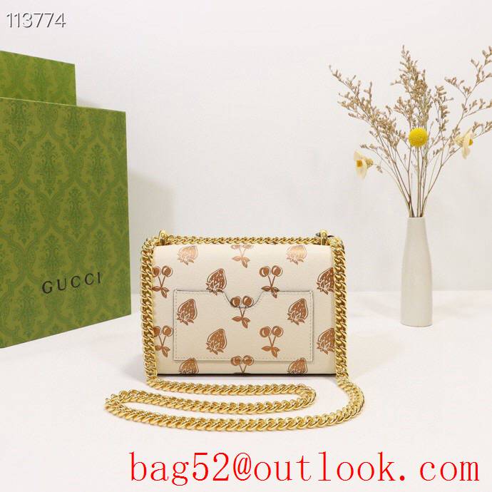 Gucci Padlock GG Small Leather Shoulder Bag with Fruits 409487 Cream 