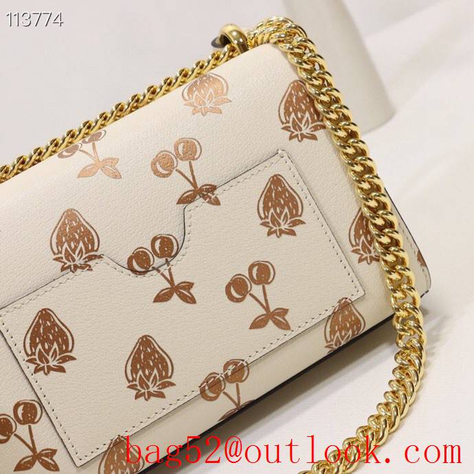 Gucci Padlock GG Small Leather Shoulder Bag with Fruits 409487 Cream 