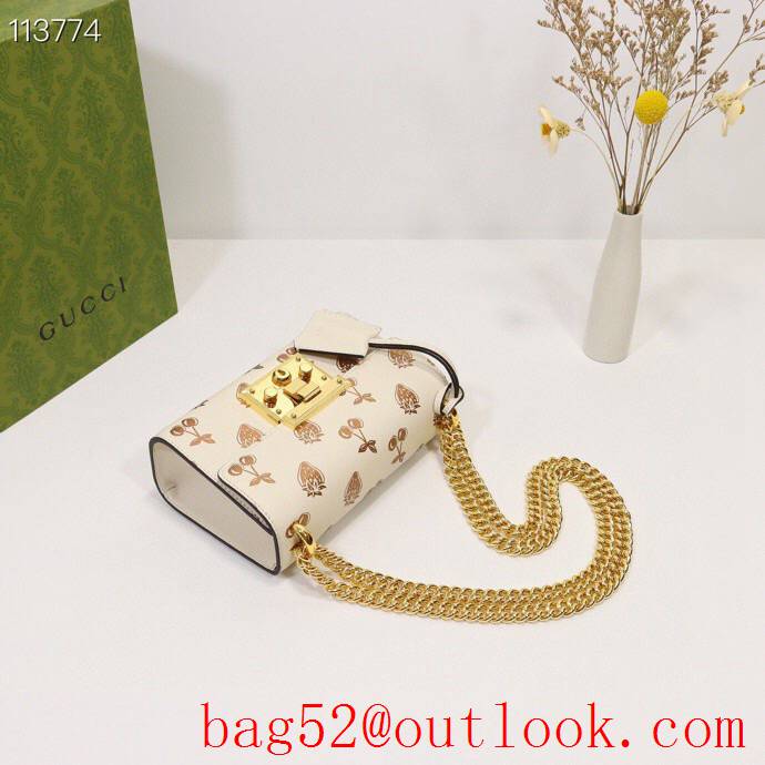 Gucci Padlock GG Small Leather Shoulder Bag with Fruits 409487 Cream 