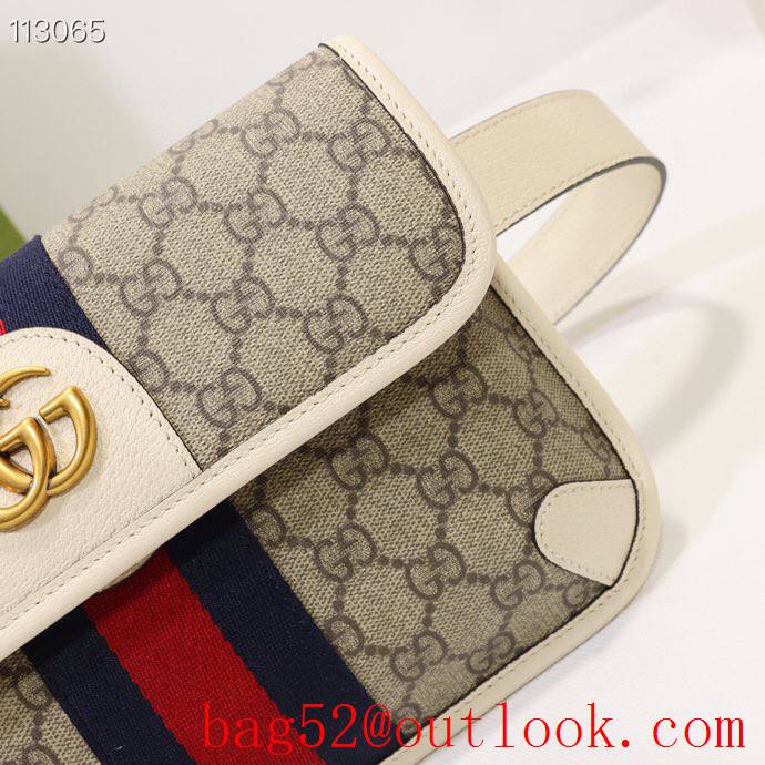 Gucci Ophidia GG Leather-trimmed Canvas Belt Bag 674081 Cream