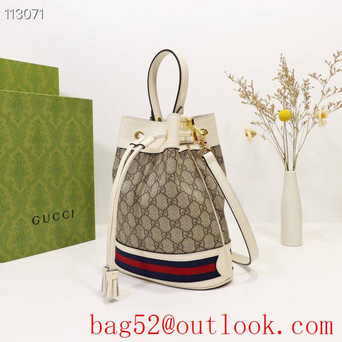 Gucci Ophidia Leather-trimmed Small Canvas Bucket Bag 550621 Cream