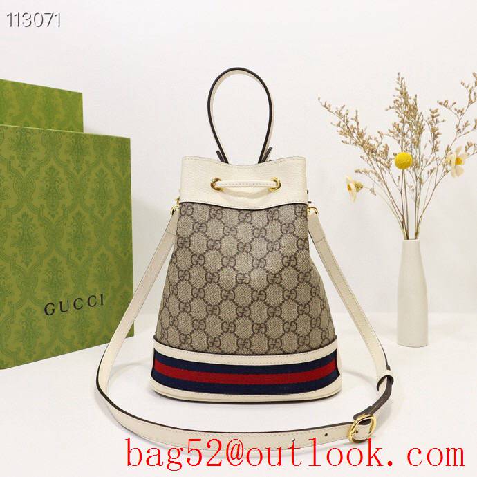 Gucci Ophidia Leather-trimmed Small Canvas Bucket Bag 550621 Cream