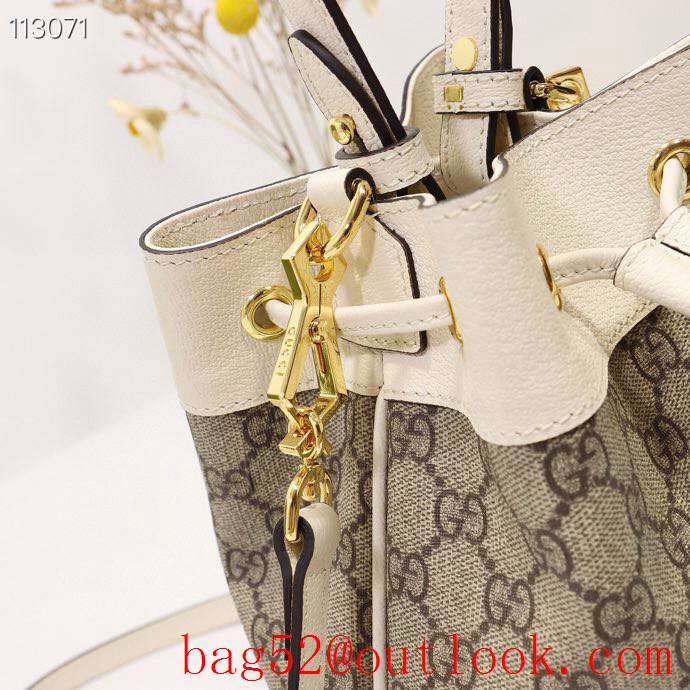 Gucci Ophidia Leather-trimmed Small Canvas Bucket Bag 550621 Cream