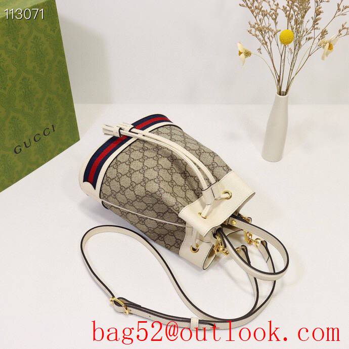 Gucci Ophidia Leather-trimmed Small Canvas Bucket Bag 550621 Cream