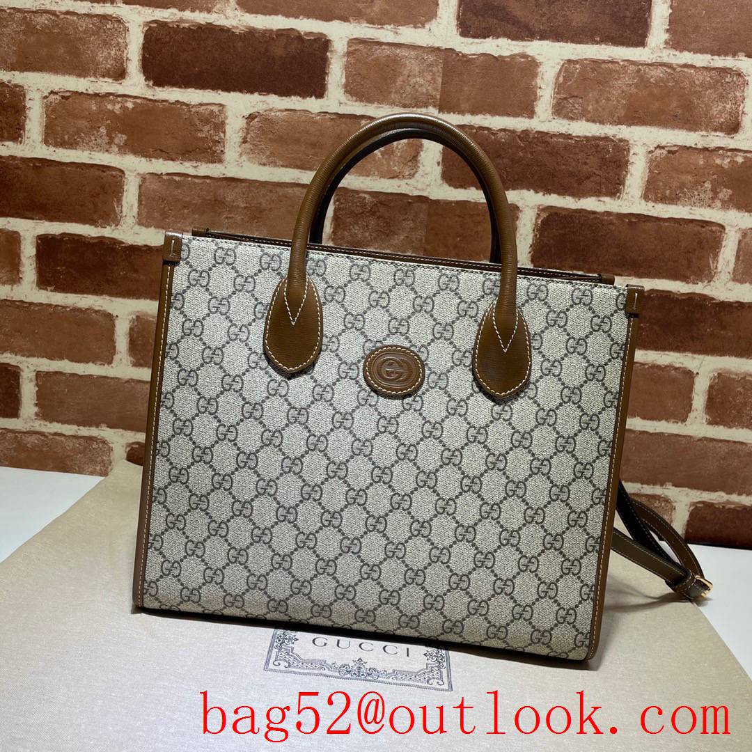 Gucci GG Small Canvas Tote Bag Handbag 659983 Brown