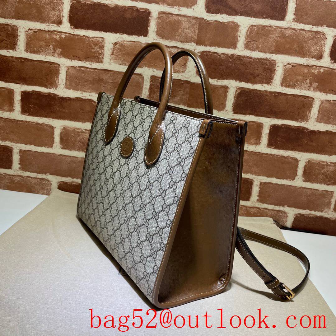 Gucci GG Small Canvas Tote Bag Handbag 659983 Brown