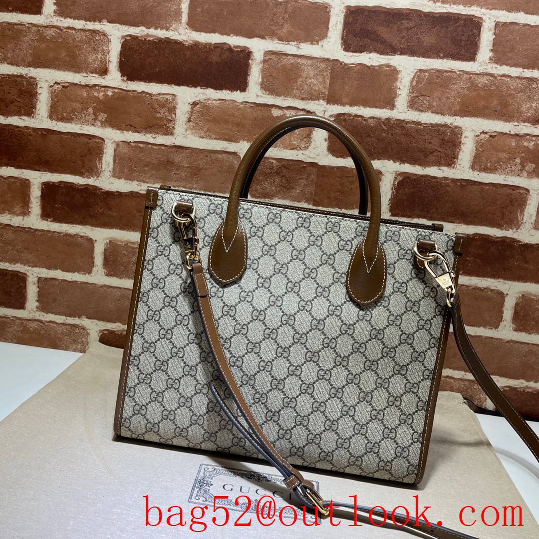 Gucci GG Small Canvas Tote Bag Handbag 659983 Brown