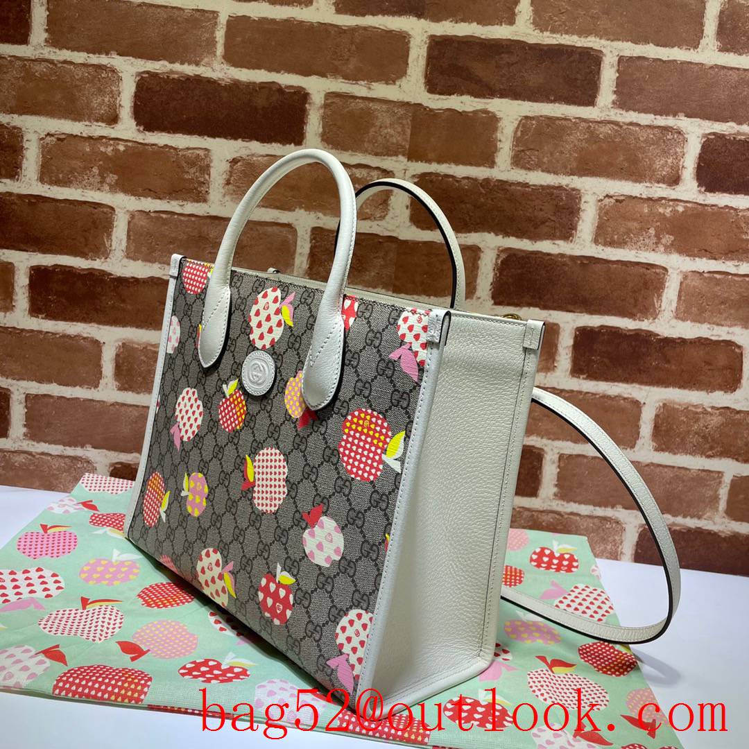 Gucci GG Small Canvas Tote Bag Handbag with Fruits 659983 Cream