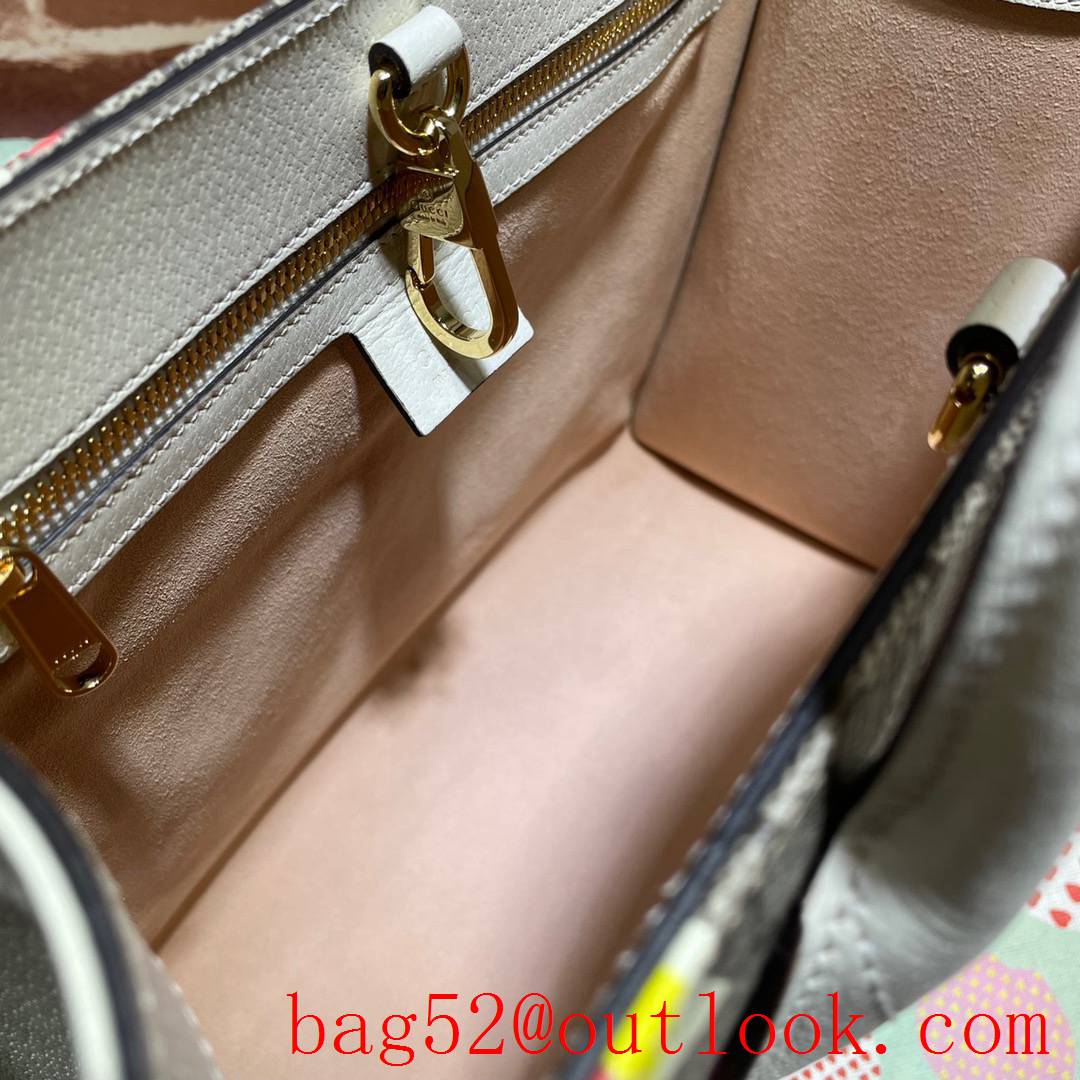 Gucci GG Small Canvas Tote Bag Handbag with Fruits 659983 Cream