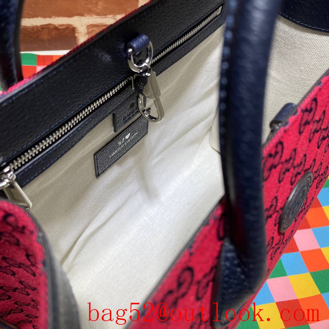 Gucci GG Small Canvas Multicolor Tote Bag Handbag 659983 Red