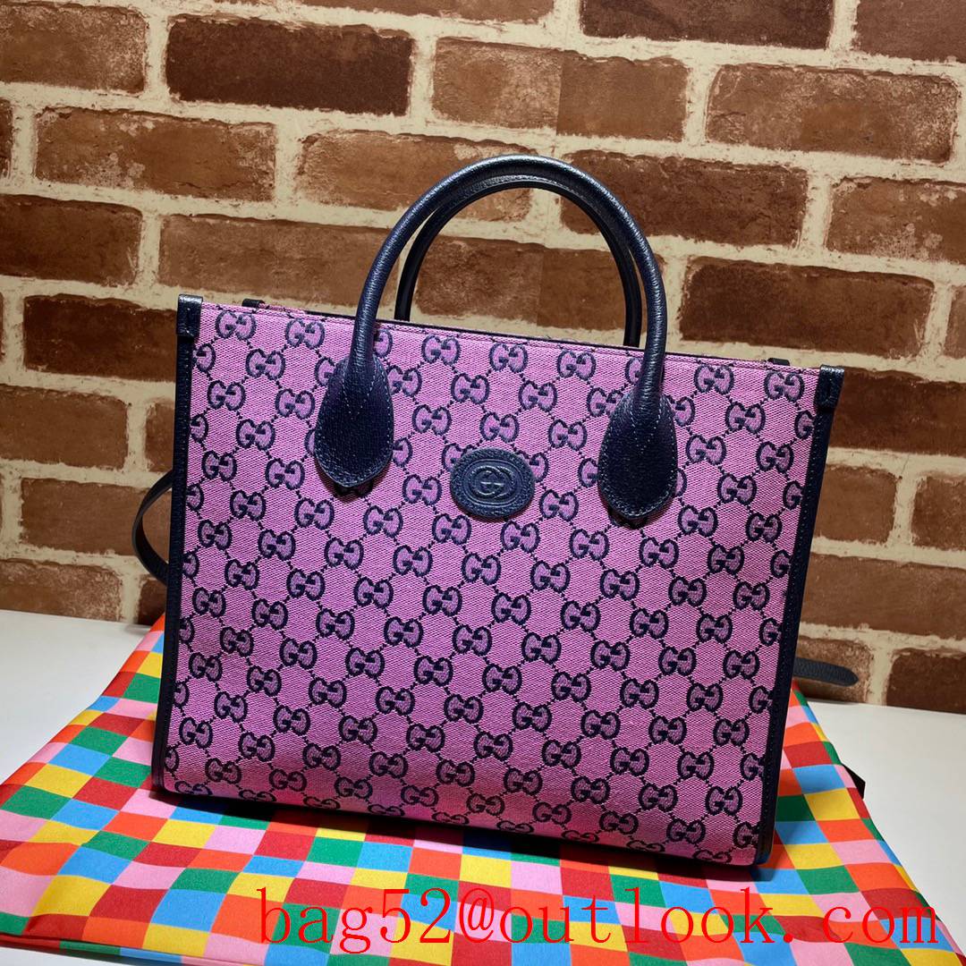 Gucci GG Small Canvas Multicolor Tote Bag Handbag 659983 Pink