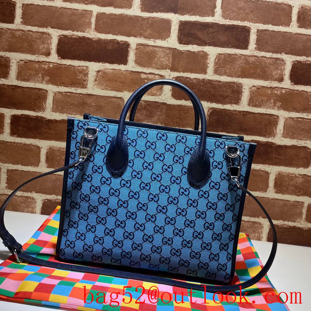 Gucci GG Small Canvas Multicolor Tote Bag Handbag 659983 Blue