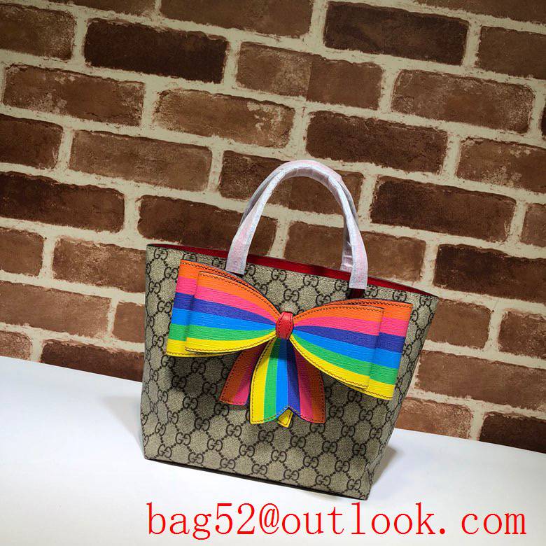 Gucci GG Children's Bowknot Canvas Mini Shopping Bag 501804 Rainbow