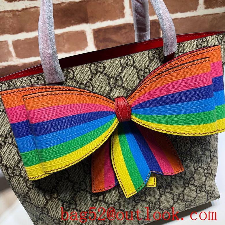 Gucci GG Children's Bowknot Canvas Mini Shopping Bag 501804 Rainbow