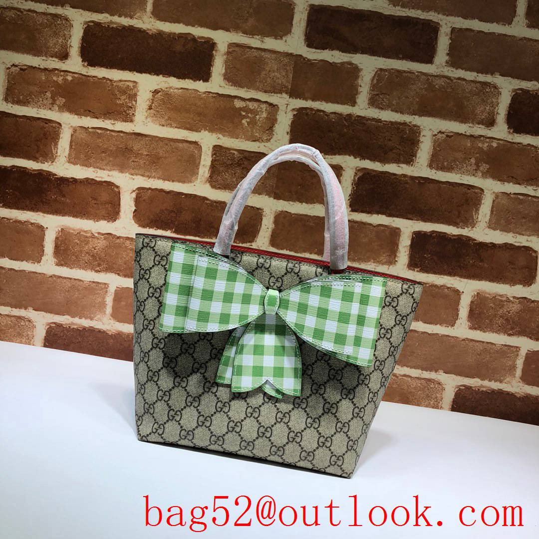 Gucci GG Children's Bowknot Canvas Mini Shopping Bag 501804 Green