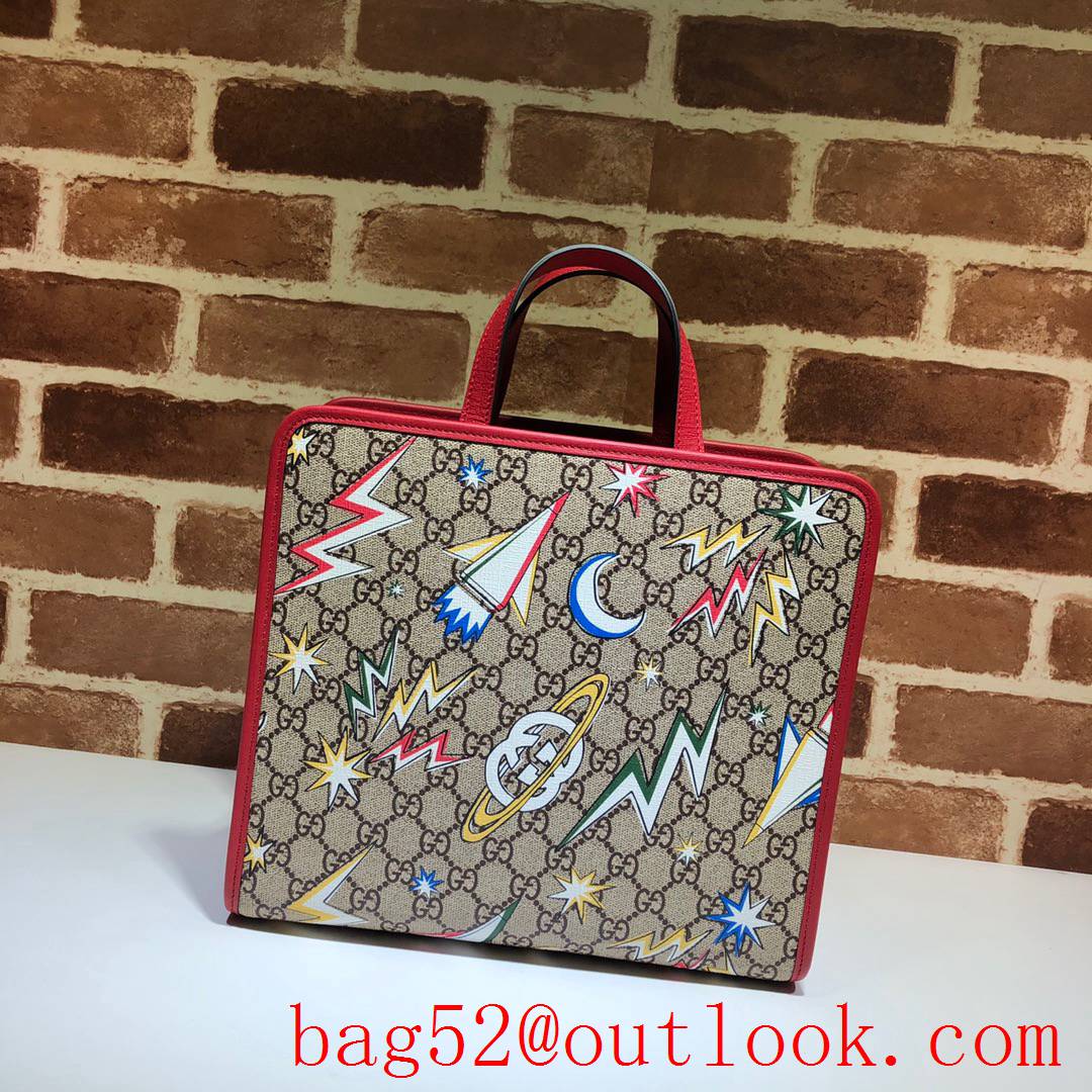 Gucci GG Children Canvas Print Space Tote Shopping Bag Handbag 605614
