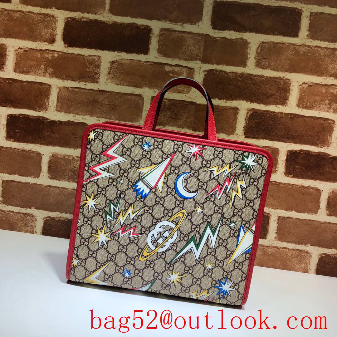 Gucci GG Children Canvas Print Space Tote Shopping Bag Handbag 605614