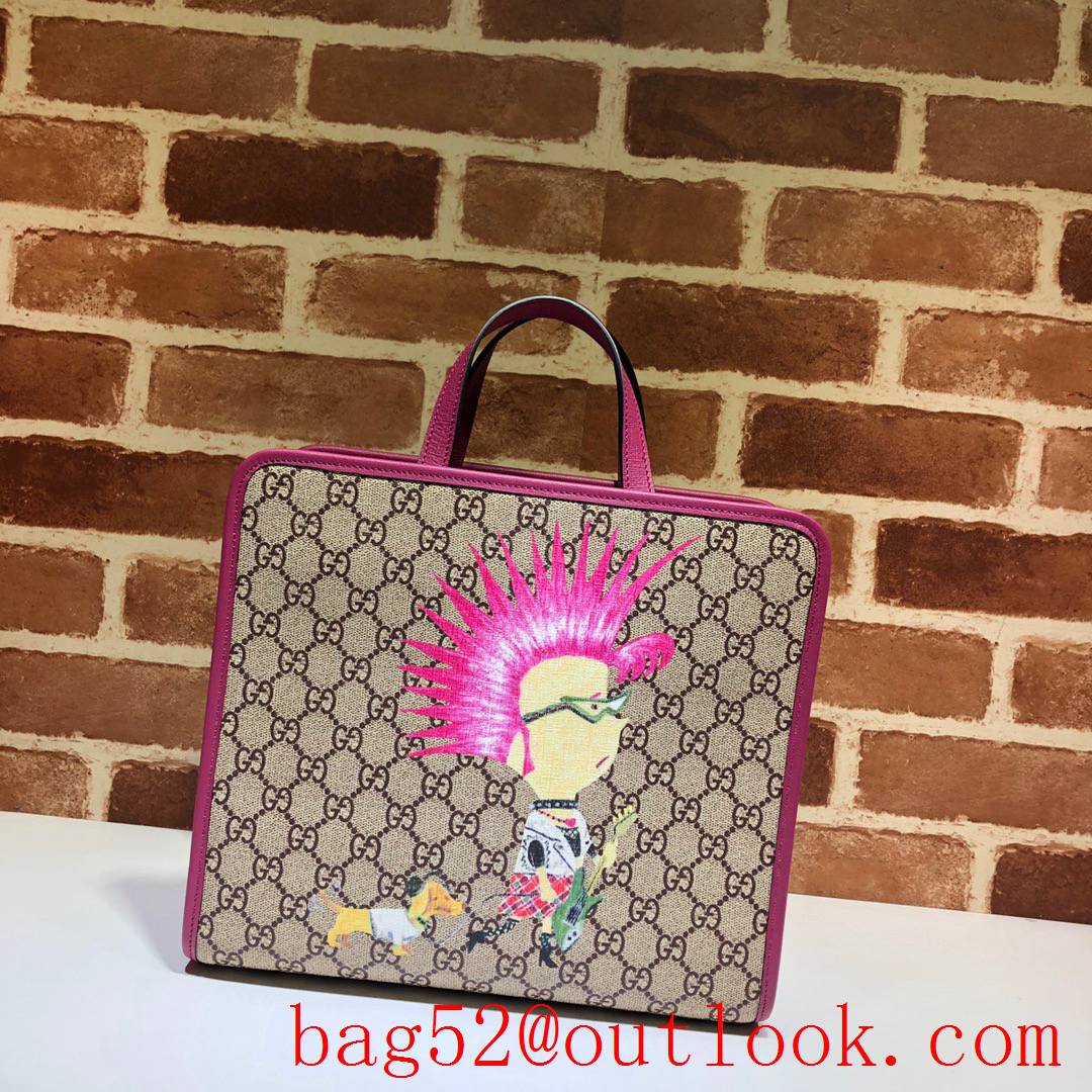 Gucci GG Children Canvas Print Punk Tote Shopping Bag Handbag 605614