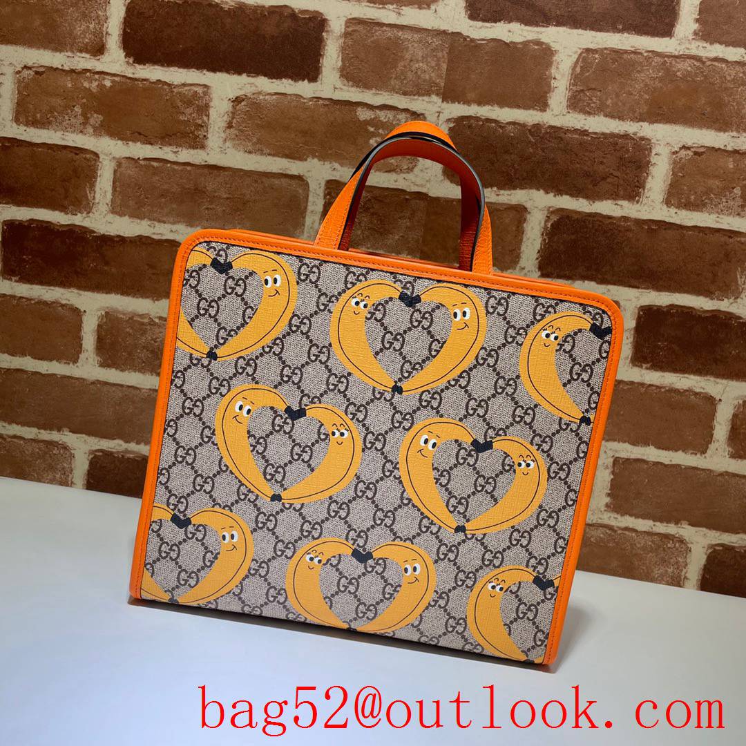 Gucci GG Children Canvas Print Bananas Tote Shopping Bag Handbag 605614
