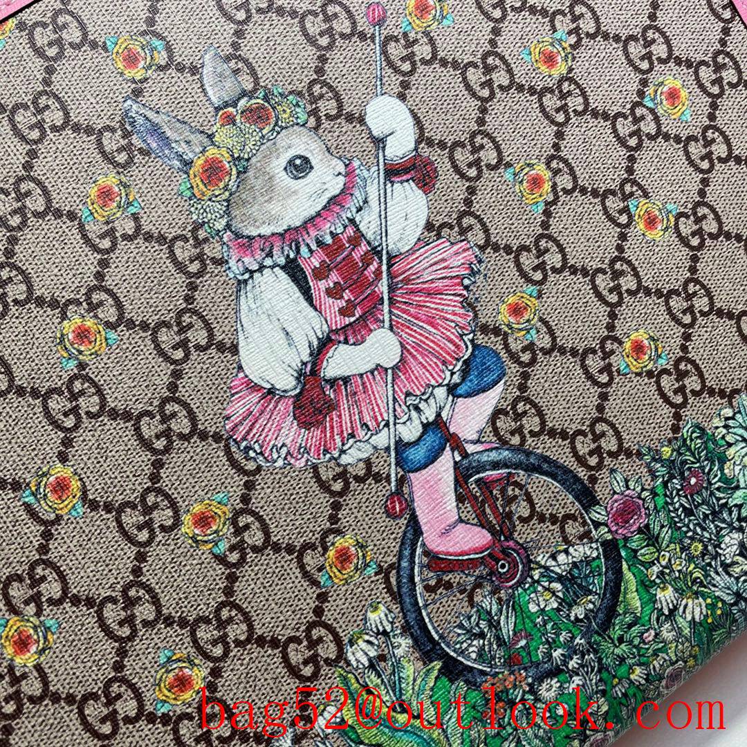 Gucci GG Children Canvas Print Rabbit Tote Shopping Bag 630542 Pink